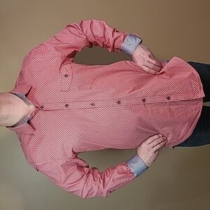 TED BAKER LONDON Men's Long Sleeved Button-Down Shirt, Contrast Rolled Cuff